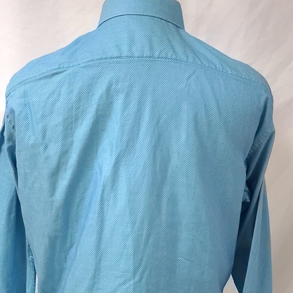 Buttoned Down Mens XL 17/17.5-34/25 Blue Teal Diamond Long sleeve Button Shirt - Picture 9 of 13